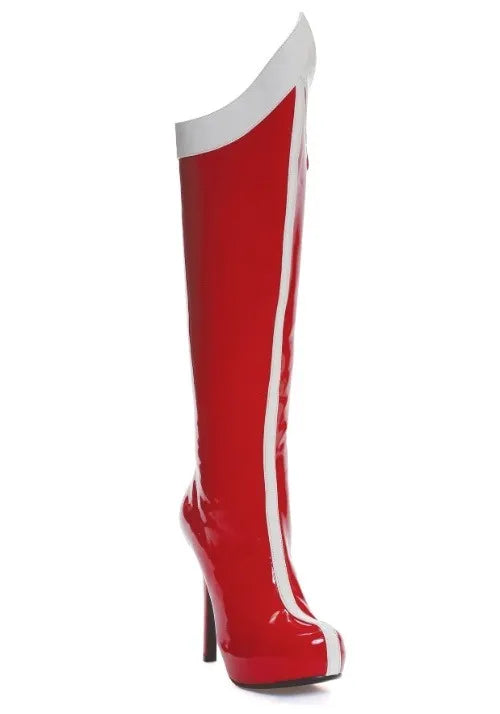 Adult Red and White Superhero Boots Main image