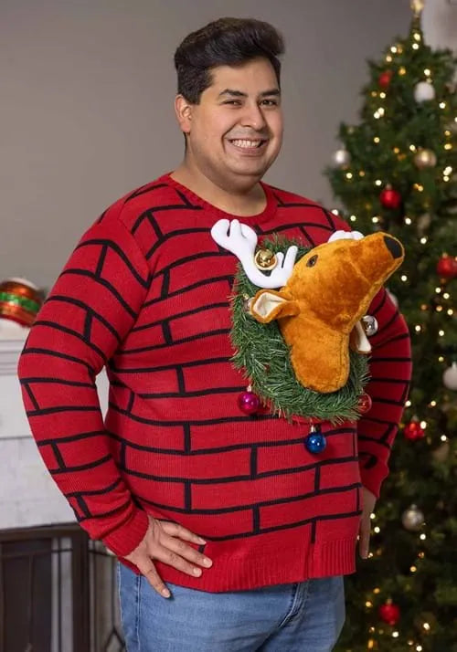 Adult Reindeer Head Ugly Christmas Sweater Main image