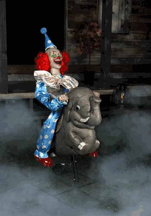 3.5FT Rocking Elephant Clown Animatronic Decoration