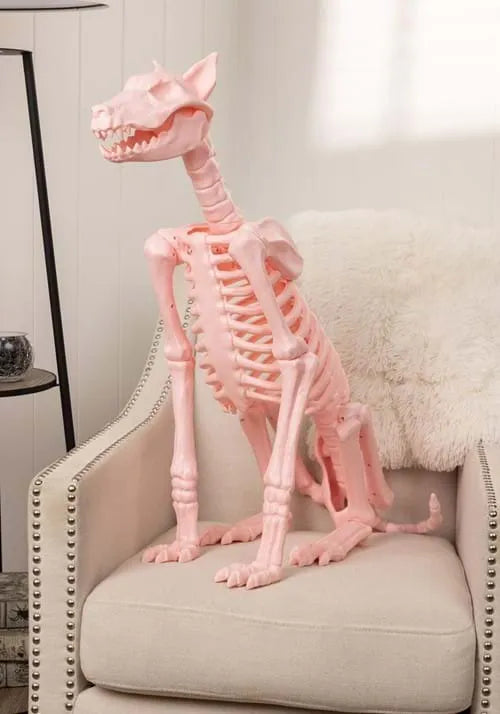 3.8FT Roxy the Pink Skeleton Dog Halloween Decoration