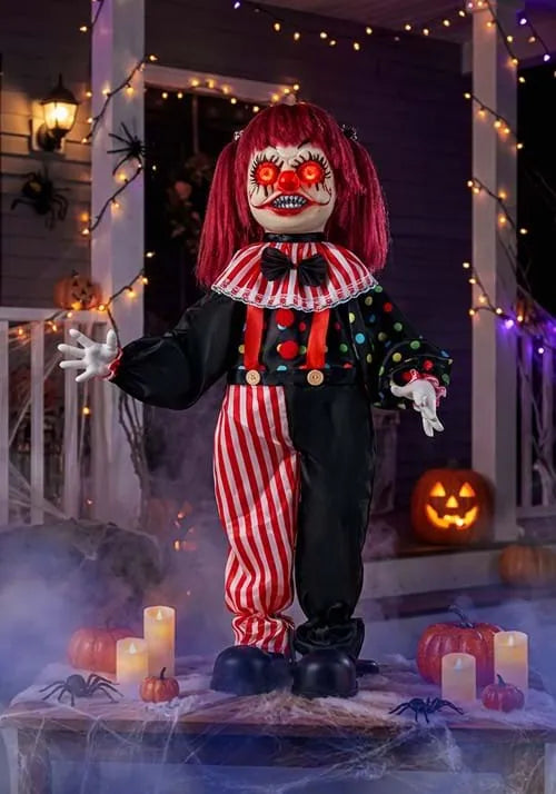 2.5FT Sarah Slight the Creepy Clown Animatronic Decoration Main image