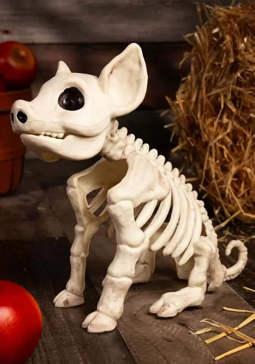 10-Inch Seated Pig Skeleton Decoration Main image