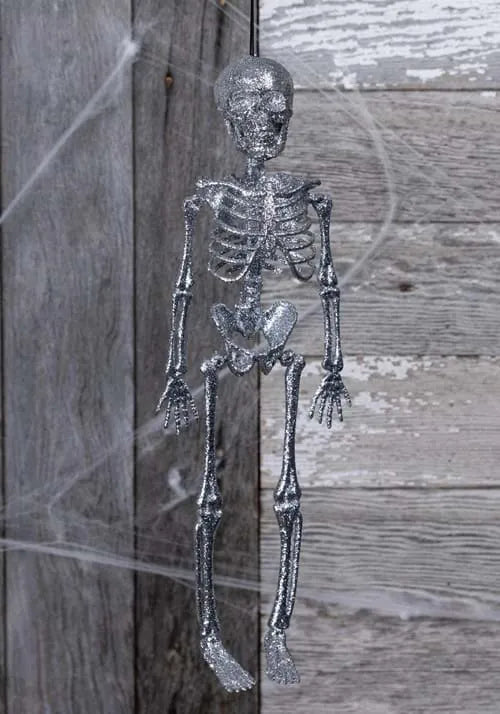 16-Inch Silver Glitter Skeleton Decoration