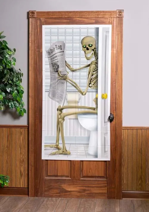 5FT Skeleton Bathroom Door Cover Halloween Decoration Main image
