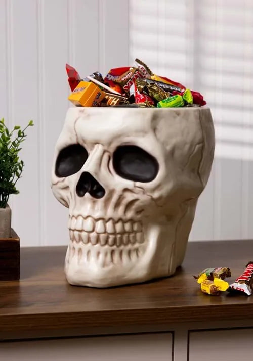 9-Inch Skull Halloween Candy Bowl Decoration