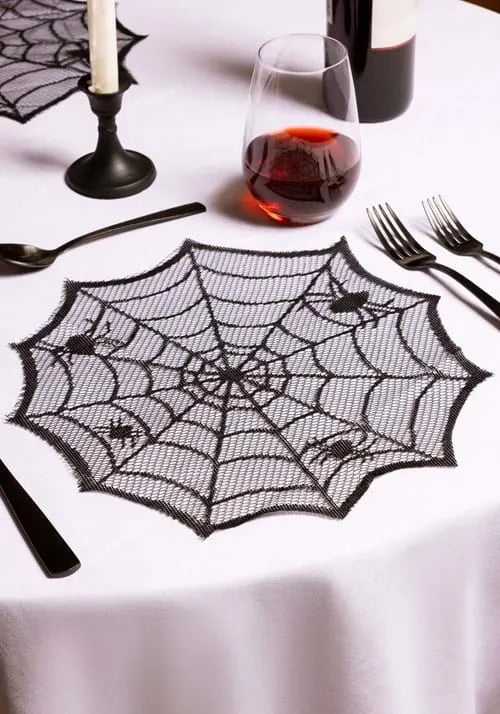 12-Inch Black Spider Web Placemat Table Decoration Main image