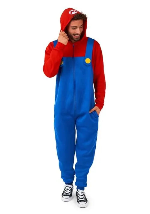 Adult Super Mario Bros. Mario Costume Onesie Main image
