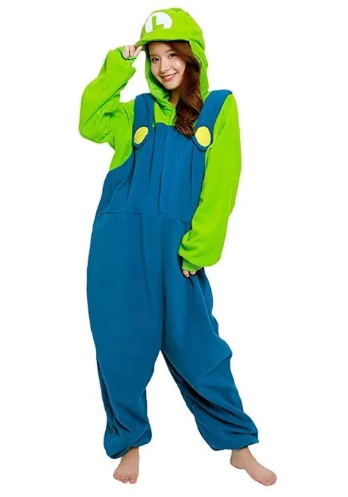 Adult Super Mario Brothers Luigi Kigurumi Costume Main image