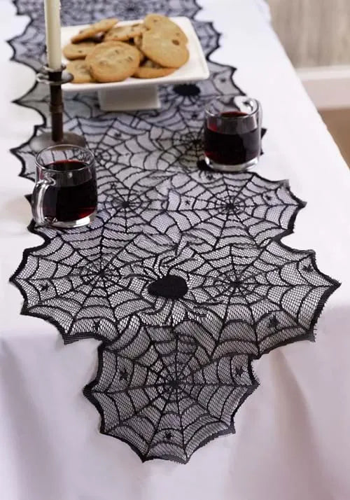 72 X 18 Swarm of Spider Webs Table Runner Decoration Main image