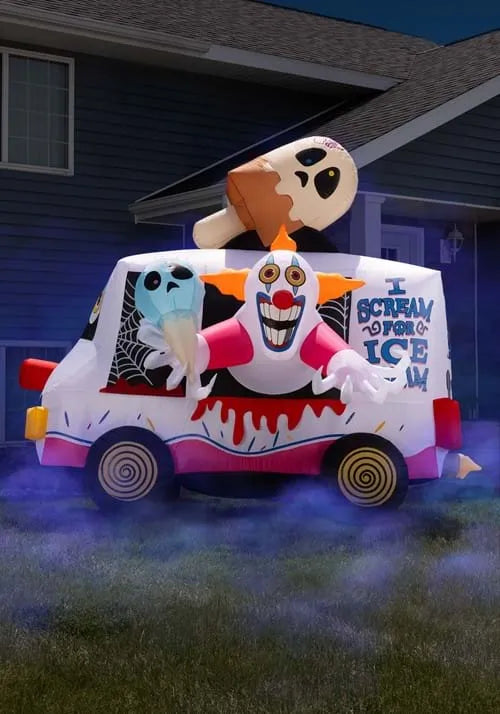 8FT Inflatable Evil Clown Sweet Shrieks Ice Cream Truck Prop