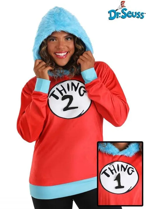 Dr. Seuss Thing 1 & 2 Hoodie Costume Top for Adults