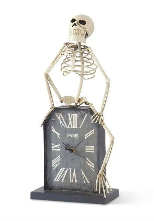 21.5-Inch Tombstone Clock with Skeleton Decoration