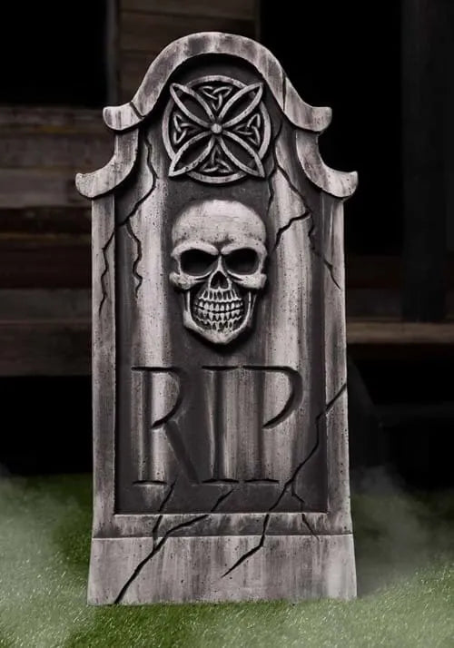 35.5-Inch Weathered Skull Tombstone Decoration Main image