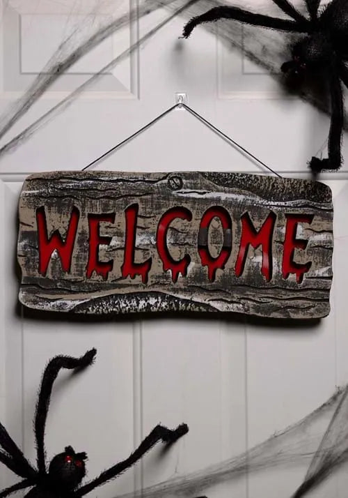 19.25-Inch Light Up Welcome Halloween Sign Decoration