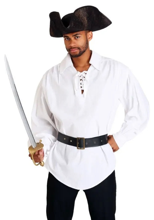 Adult White Ruffled Pirate Costume Shirt Main image
