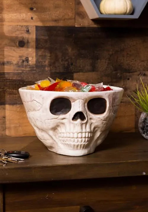 10-Inch Wide Skull Candy Bowl Decoration Main image