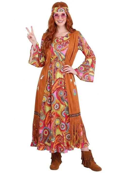 70s Woodstock Hippie Women's Costume Dress