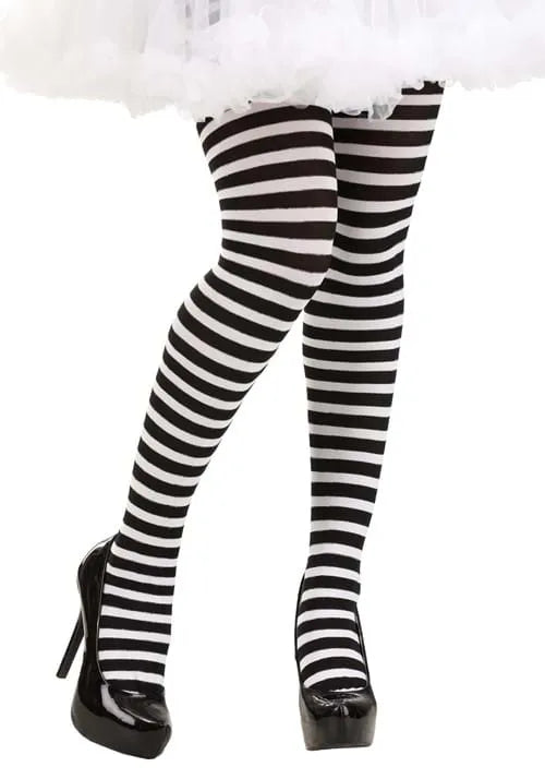 Black/White Striped Tights for Women Main image