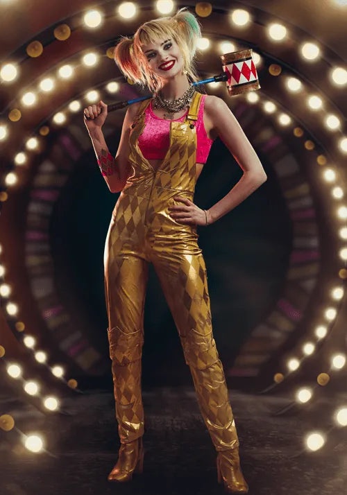 Harley Quinn Gold Overalls Costume for Women