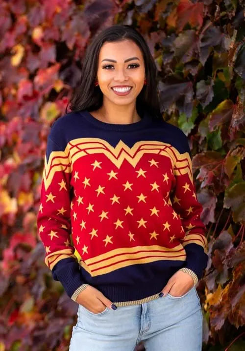 Adult Wonder Woman Dark Blue Ugly Sweater