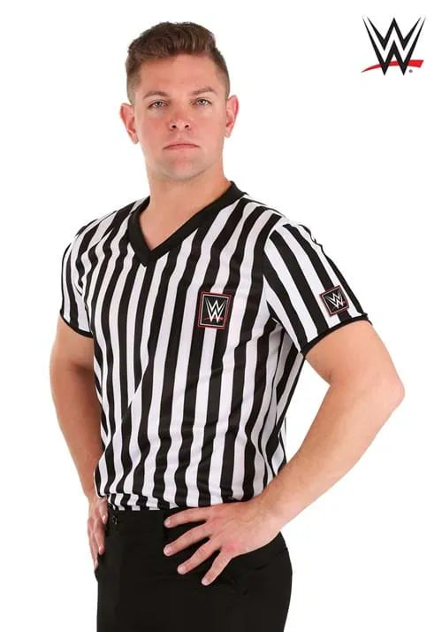 Adult WWE Referee Costume Shirt Main image